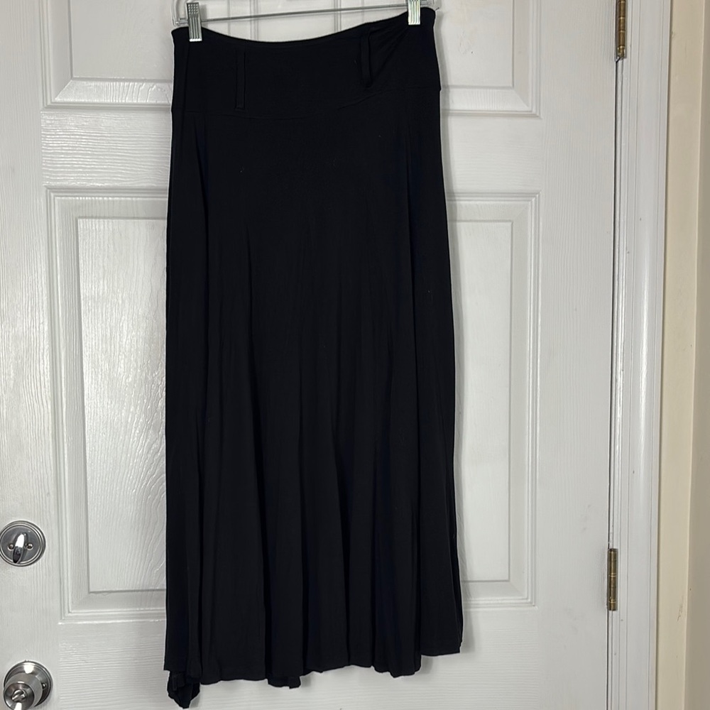 Lapis Black A-Line Maxi Skirt large belt loops sz Medium lightweight whimsy goth